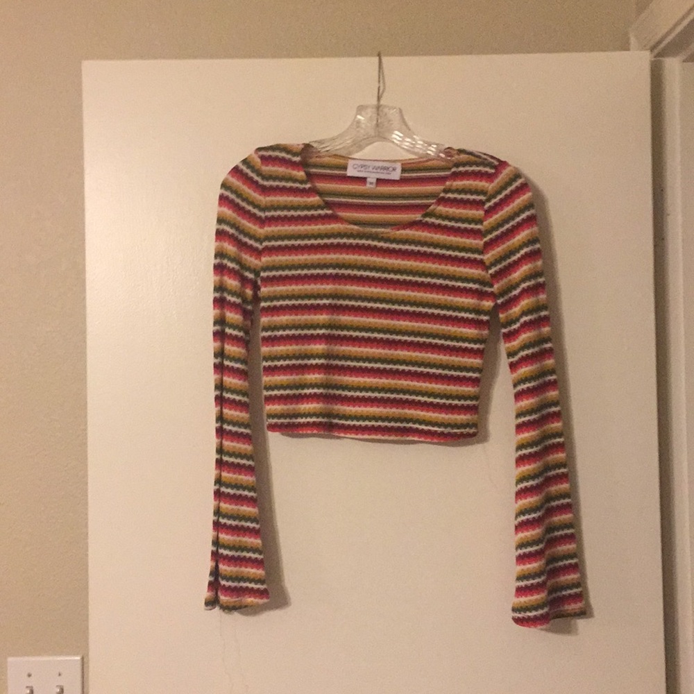 Multi color long sleeve crop top